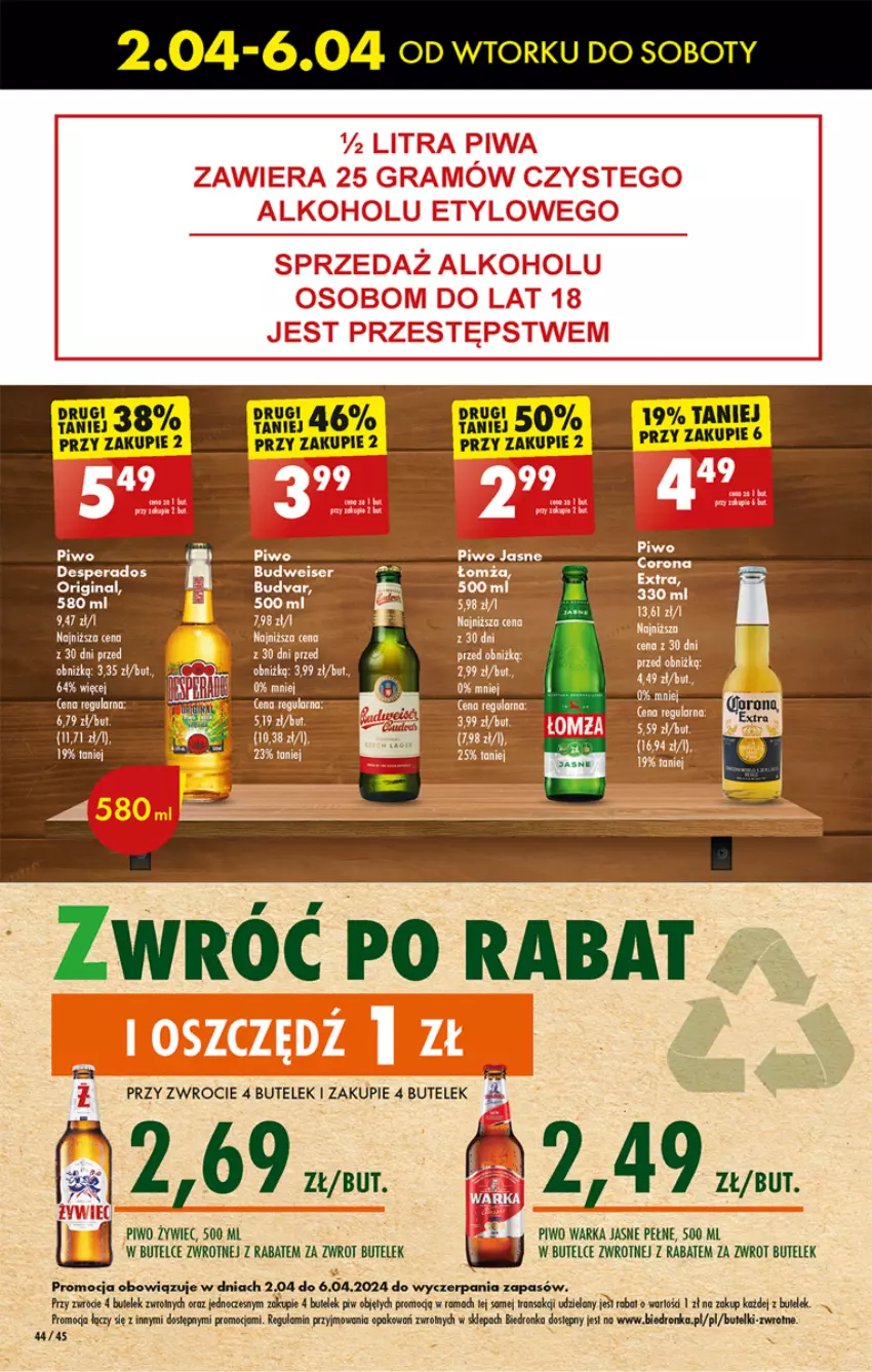 Gazetka promocyjna Biedronka - Od poniedzialku - ważna 02.04 do 06.04.2024 - strona 50 - produkty: Desperados, Gin, Piwo, Rama, Tran, Warka