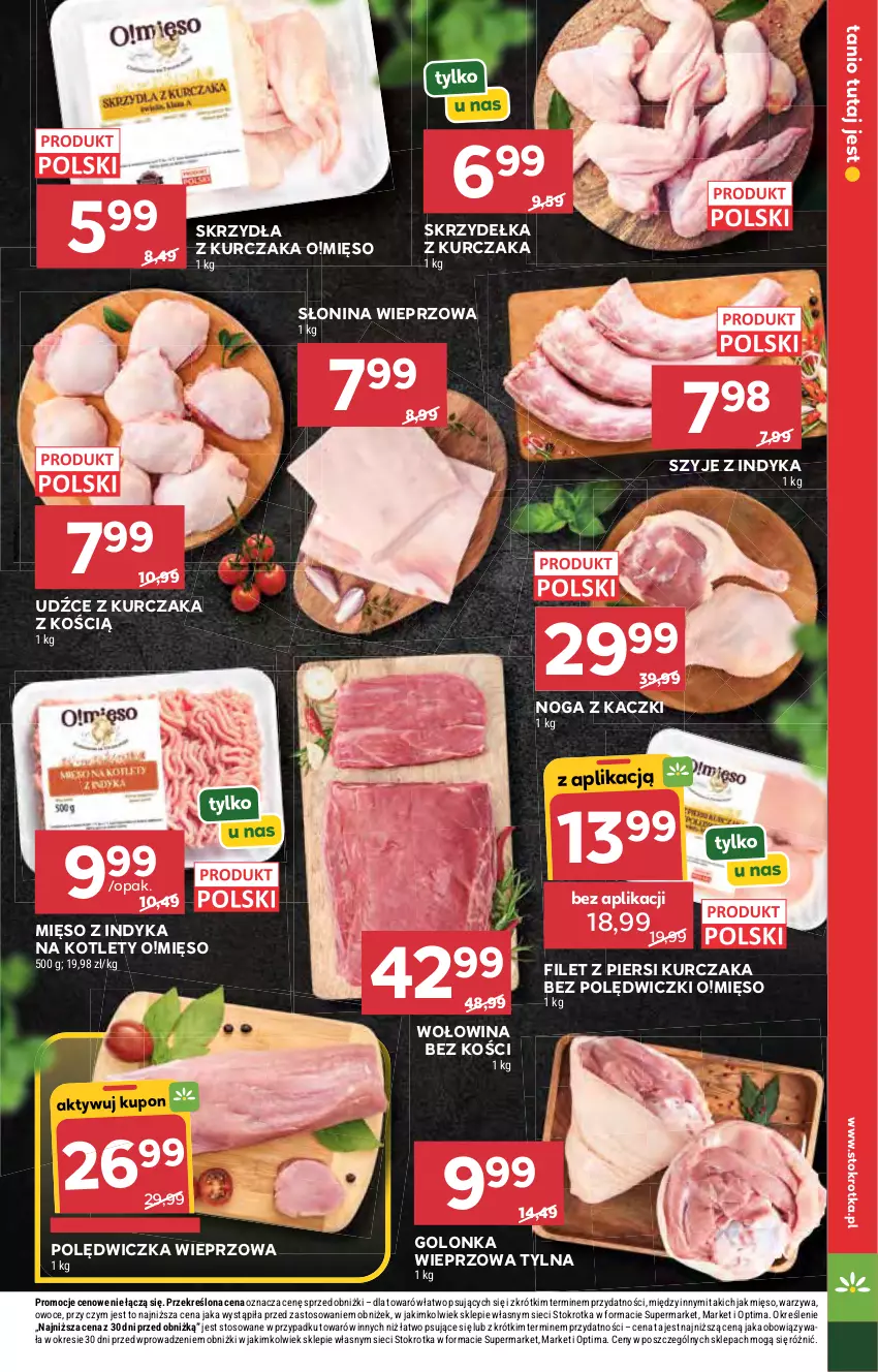 Gazetka promocyjna Stokrotka - Market - ważna 22.10 do 28.10.2026 - strona 12 - produkty: Filet z piersi kurczaka, Golonka wieprzowa, Kotlet, Kurczak, Mięso, Mięso z indyka, Noga z kaczki, Optima, Owoce, Polędwiczka wieprzowa, Skrzydełka z kurczaka, Warzywa, Wołowina, Wołowina bez kości