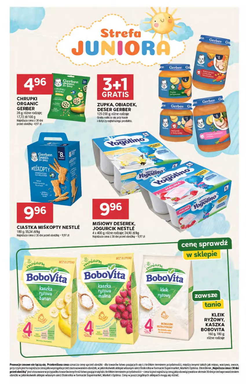 Gazetka promocyjna Stokrotka - Market - ważna 22.10 do 28.10.2026 - strona 34 - produkty: Anew, BoboVita, Chrupki, Ciastka, Deser, Fa, Gerber, Gra, Mięso, Optima, Owoce, Ryż, Ser, Serek, Warzywa