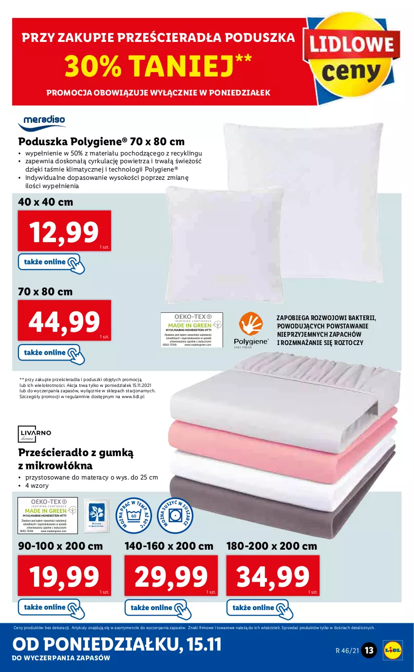 Gazetka promocyjna Lidl - GAZETKA - ważna 15.11 do 21.11.2021 - strona 13 - produkty: Materac, Poduszka, Prześcieradło, Sok, Tera