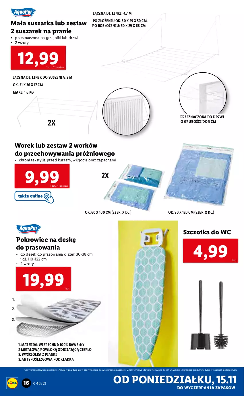 Gazetka promocyjna Lidl - GAZETKA - ważna 15.11 do 21.11.2021 - strona 16 - produkty: Drzwi, Grzejnik, LG, Podkład, Podkładka, Pokrowiec, Pokrowiec na deskę, Suszarka, Szczotka, Szczotka do WC