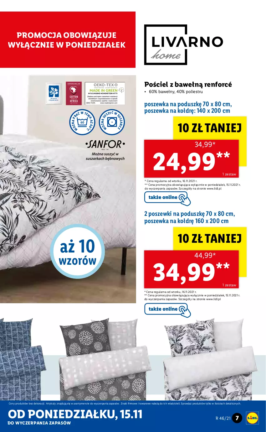 Gazetka promocyjna Lidl - GAZETKA - ważna 15.11 do 21.11.2021 - strona 7 - produkty: Pościel, Poszewka