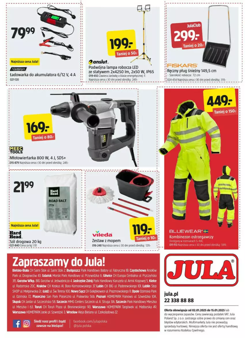 Gazetka promocyjna Jula - ważna 02.01 do 15.01.2025 - strona 8 - produkty: Akumulator, Anslut, Fa, Lampa, Lampa robocza LED, Młot, Młotowiertarka, Mop, Sól, Sól drogowa, Tarka, Warka, Wiertarka