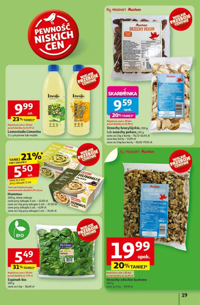 Gazetka promocyjna Auchan - LATO FIRST MINUTE Hipermarket - ważna 03.06 do 11.06.2025 - strona 23 - produkty: Hummus, Lemoniada, Mus, Orzechy włoskie, Szpinak