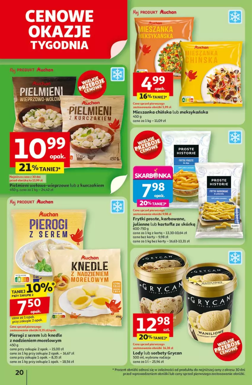 Gazetka promocyjna Auchan - LATO FIRST MINUTE Hipermarket - ważna 03.06 do 11.06.2025 - strona 24 - produkty: Frytki, Gry, Knedle, Kurczak, Lody, Pierogi, Ser