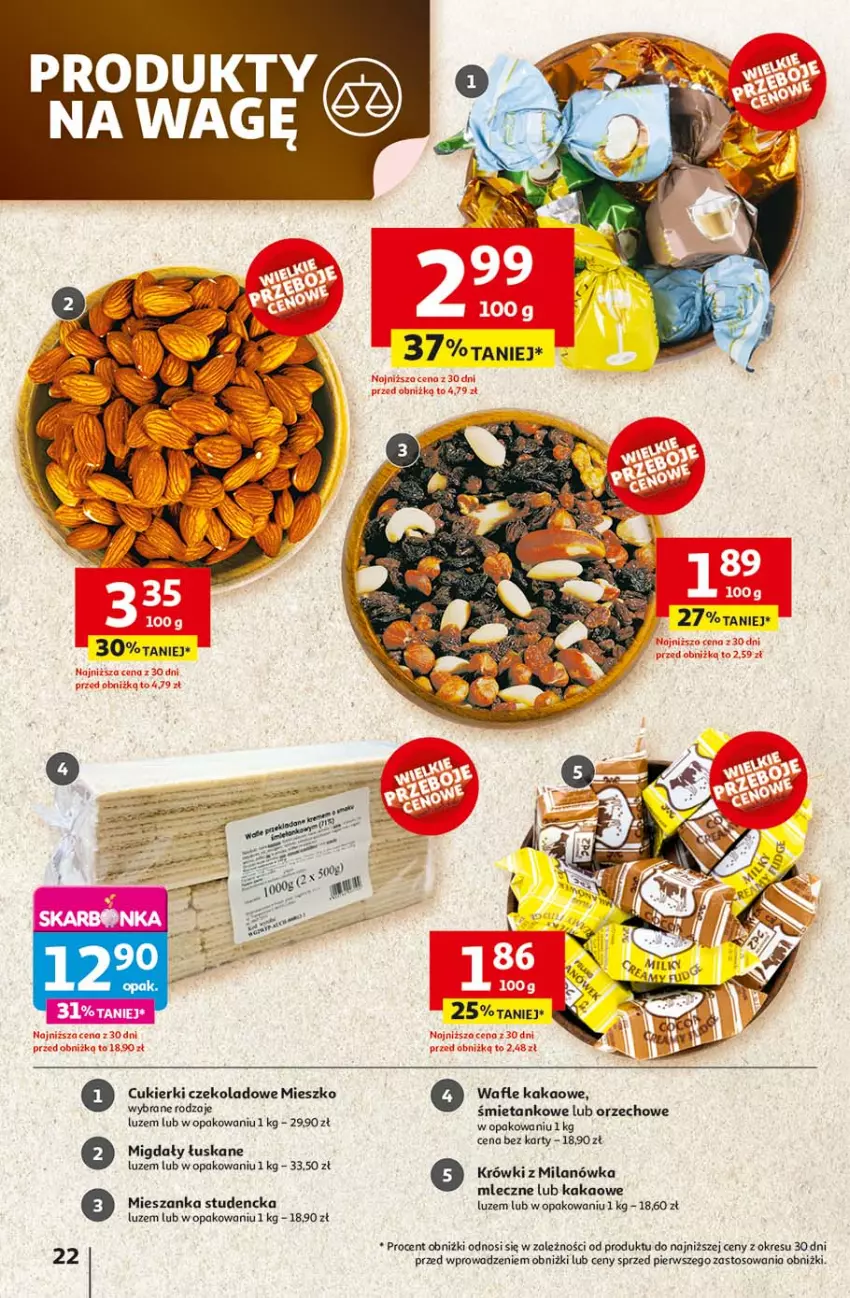 Gazetka promocyjna Auchan - LATO FIRST MINUTE Hipermarket - ważna 03.06 do 11.06.2025 - strona 26 - produkty: Cukier, Cukierki, Cukierki czekoladowe, Kakao, Mieszanka studencka, Migdały, Migdały łuskane, Wafle