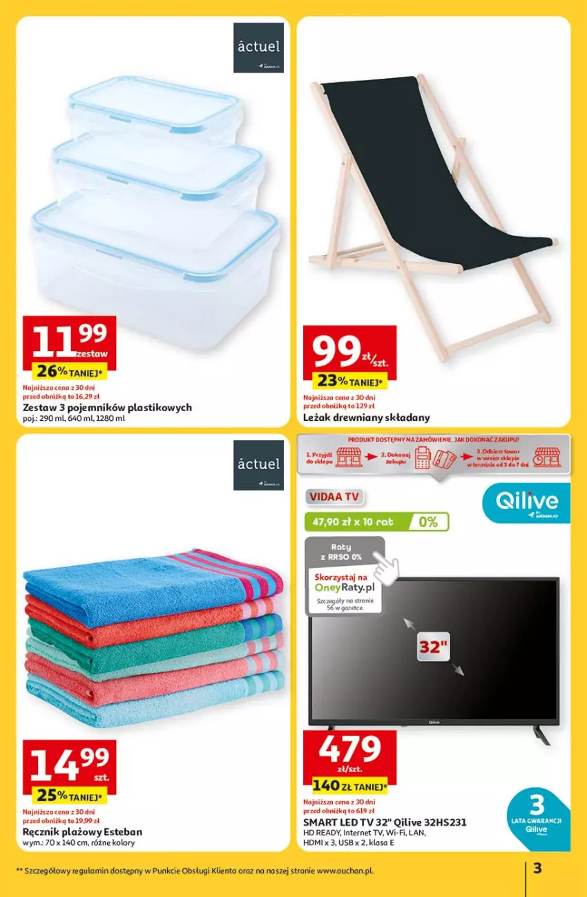 Gazetka promocyjna Auchan - LATO FIRST MINUTE Hipermarket - ważna 03.06 do 11.06.2025 - strona 3 - produkty: HD ready, Pojemnik, Ręcznik