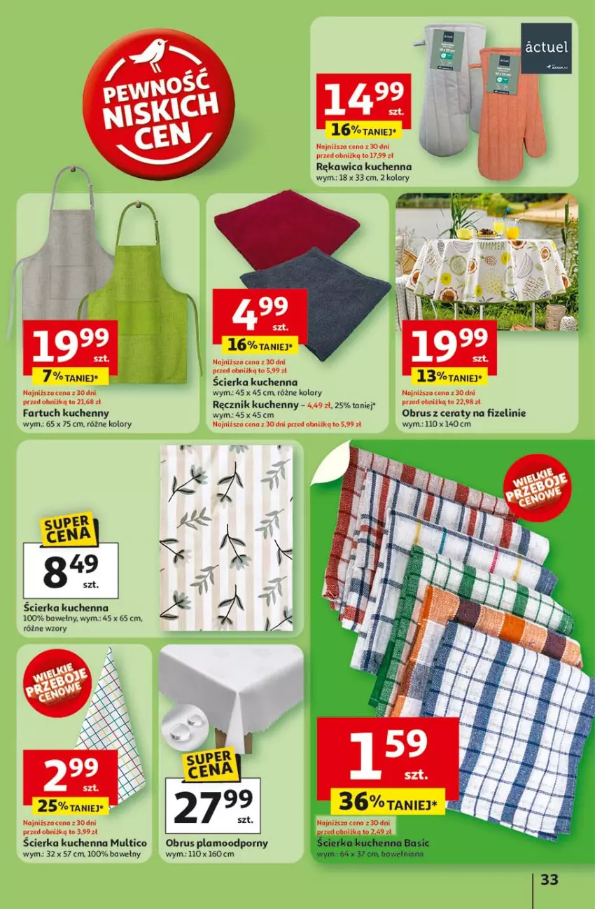 Gazetka promocyjna Auchan - LATO FIRST MINUTE Hipermarket - ważna 03.06 do 11.06.2025 - strona 37 - produkty: Fa, Fartuch kuchenny, Obrus, Por, Ręcznik, Ręcznik kuchenny, Rękawica kuchenna