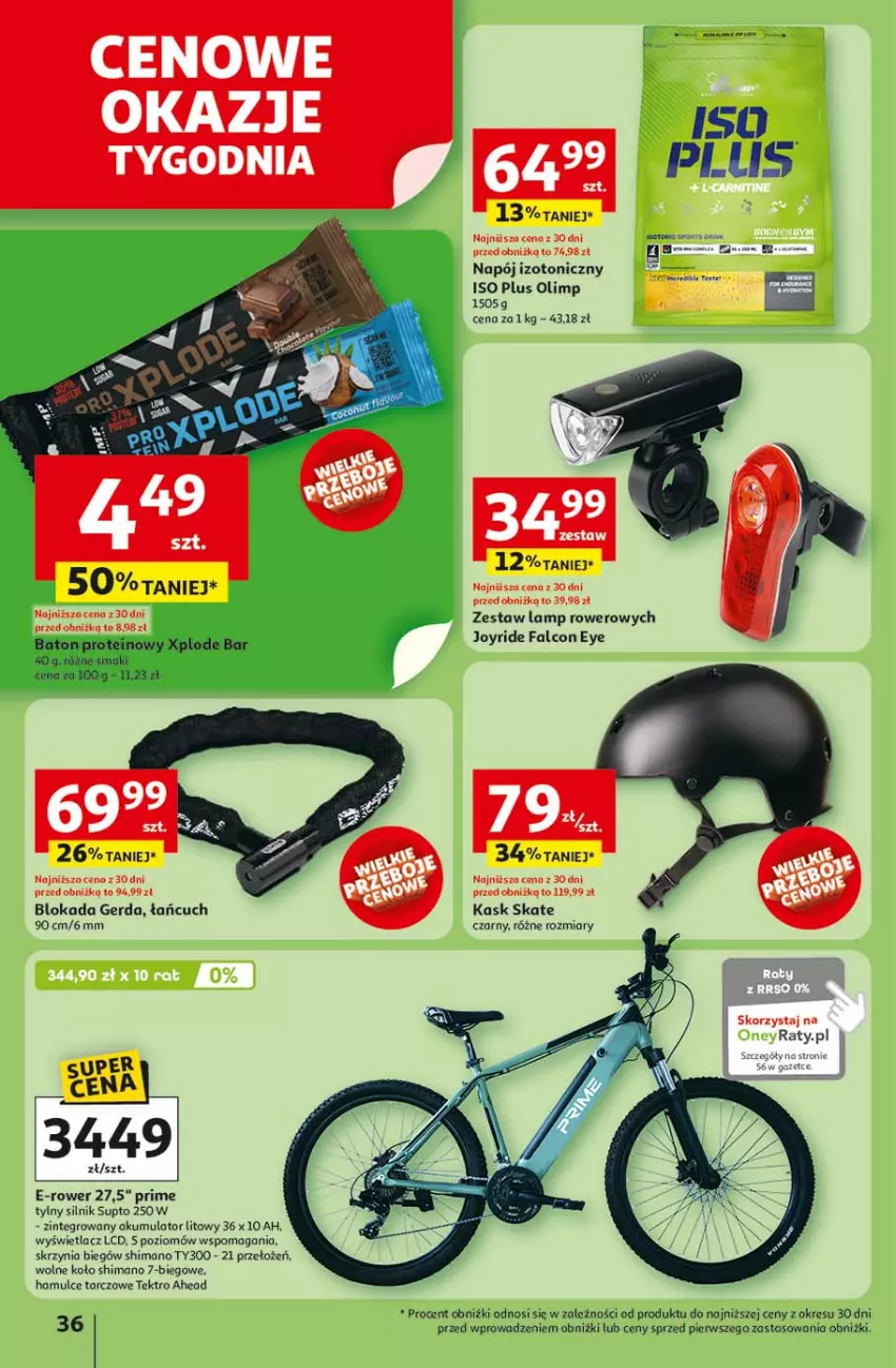 Gazetka promocyjna Auchan - LATO FIRST MINUTE Hipermarket - ważna 03.06 do 11.06.2025 - strona 40 - produkty: Akumulator, Alcon, Fa, Kask, Napój, Napój izotoniczny, Rower