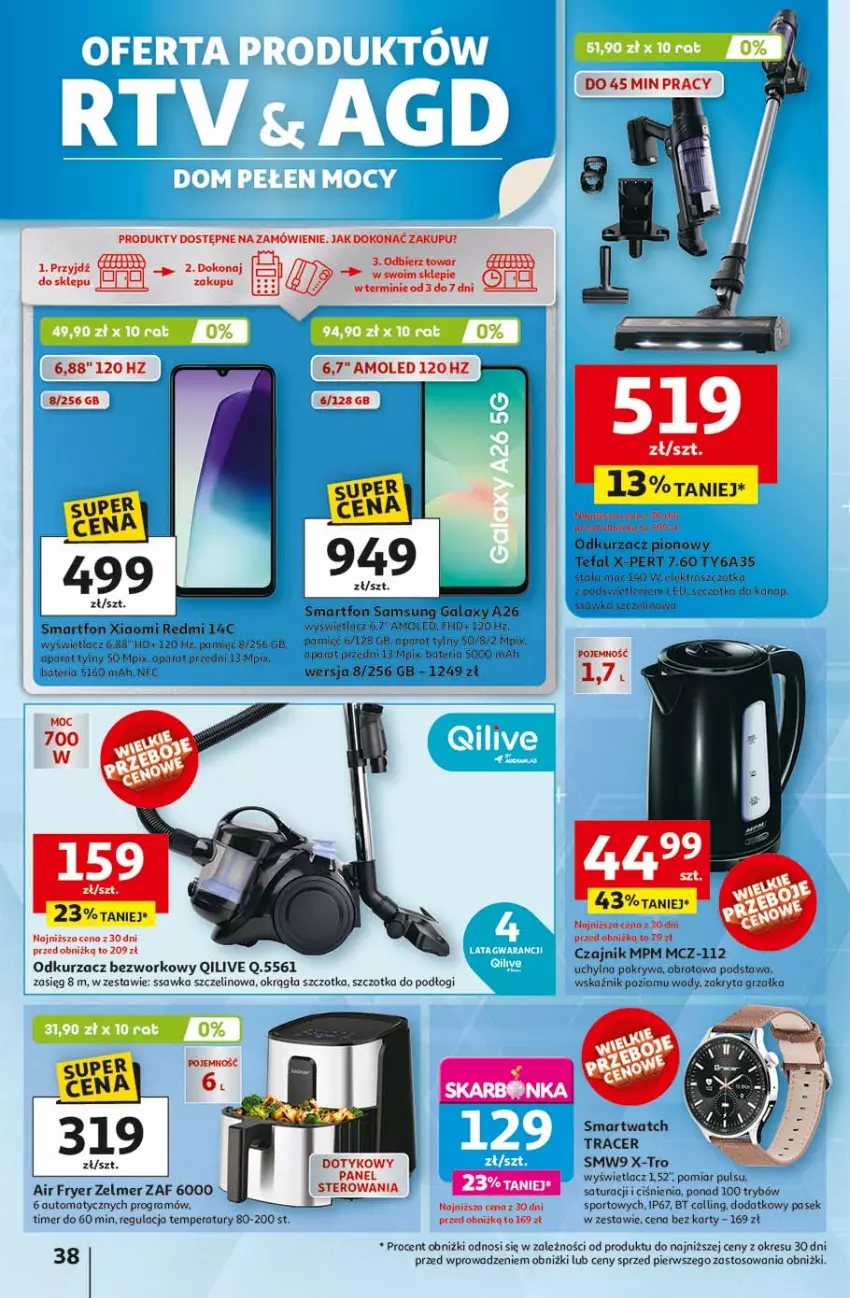Gazetka promocyjna Auchan - LATO FIRST MINUTE Hipermarket - ważna 03.06 do 11.06.2025 - strona 42 - produkty: Acer, Amol, Bateria, Czajnik, Fa, Gala, Gra, Grzałka, Odkurzacz, Pasek, Pokrywa, Por, Samsung, Smartfon, Smartwatch, Sport, Szczotka, Tefal, Zelmer