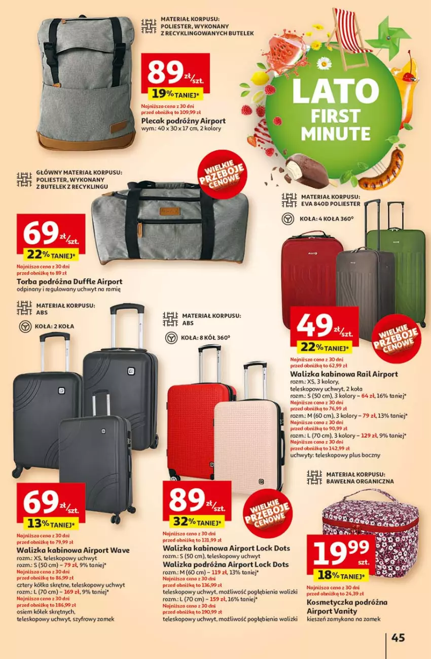 Gazetka promocyjna Auchan - LATO FIRST MINUTE Hipermarket - ważna 03.06 do 11.06.2025 - strona 49 - produkty: Plecak, Por, Teleskop, Torba, Tran, Uchwyty, Walizka, Wełna