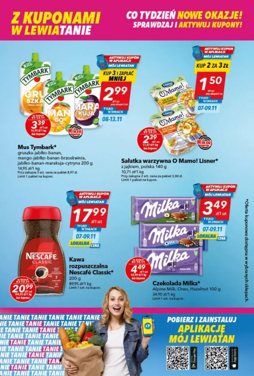 Gazetka promocyjna Lewiatan - ważna 07.11 do 13.11.2024 - strona 4 - produkty: Czekolada, Lisner, Mango, Milka, Mus, Oreo, Sałat, Sałatka, Sałatka warzywna, Tymbark