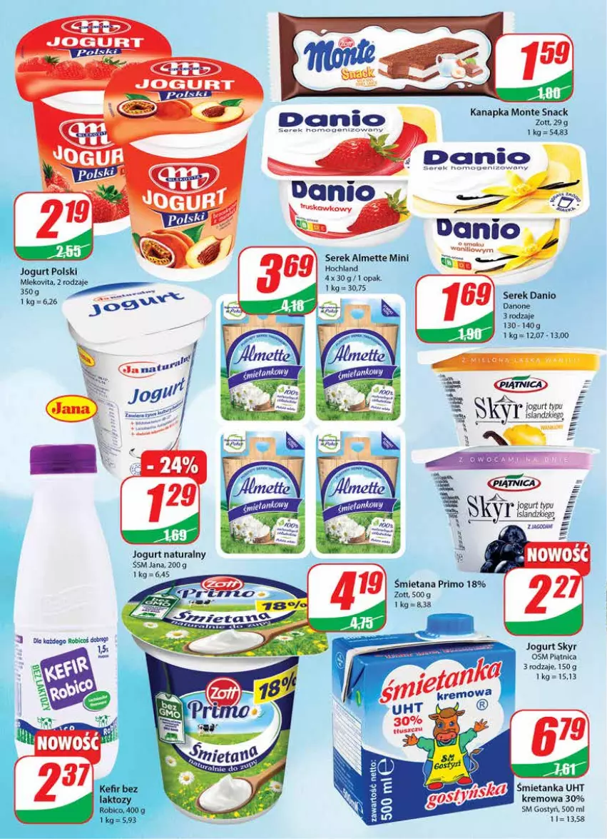 Gazetka promocyjna Dino - Gazetka - ważna 23.03 do 29.03.2022 - strona 14 - produkty: Almette, Danio, Hochland, Isla, Jogurt, Jogurt naturalny, Mleko, Mlekovita, Piątnica, Ser, Serek, Zott