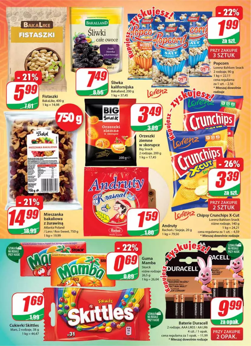 Gazetka promocyjna Dino - Gazetka - ważna 23.03 do 29.03.2022 - strona 18 - produkty: Bakalland, Chipsy, Crunchips, Duracell, LG, Lorenz, Orzeszki, Orzeszki ziemne, Owoce, Popcorn