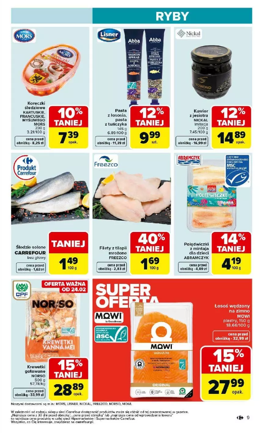 Gazetka promocyjna Carrefour - Gazetka Carrefour, Market od poniedziałku! - ważna 23.02 do 28.02.2026 - strona 11 - produkty: Dzieci, Kawior, Koreczki śledziowe, Krewetki, LG, Lisner, Mintaj, Olej, Sos, Tuńczyk
