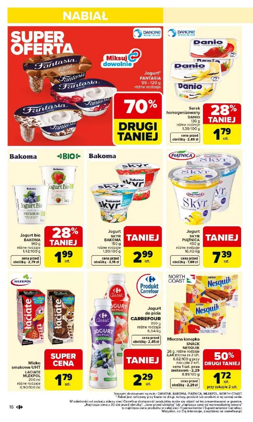 Gazetka promocyjna Carrefour - Gazetka Carrefour, Market od poniedziałku! - ważna 23.02 do 28.02.2026 - strona 18 - produkty: Bakoma, Danio, Danone, Fa, Fanta, Jogurt, Mleko, Piątnica, Sos