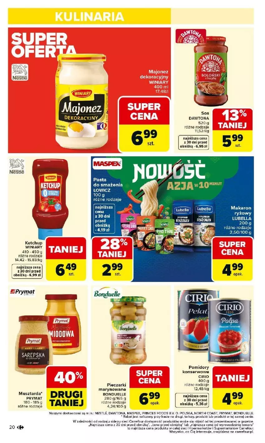 Gazetka promocyjna Carrefour - Gazetka Carrefour, Market od poniedziałku! - ważna 23.02 do 28.02.2026 - strona 22 - produkty: Bell, Bella, Dawtona, Ketchup, Lubella, Makaron, Piec, Pomidory, Ser, Top, Winiary
