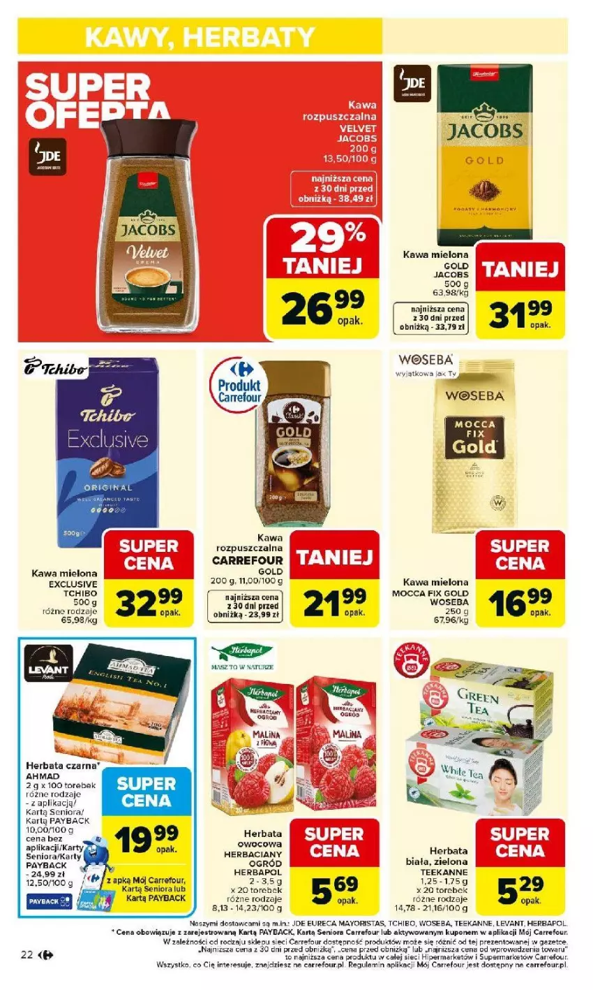 Gazetka promocyjna Carrefour - Gazetka Carrefour, Market od poniedziałku! - ważna 23.02 do 28.02.2026 - strona 24 - produkty: Herbapol, Herbata, Herbata czarna, Jacobs, Kawa, Kawa mielona, Mocca Fix Gold, Ogród, Ser, Tchibo, Teekanne, Woseba