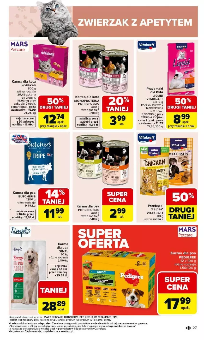 Gazetka promocyjna Carrefour - Gazetka Carrefour, Market od poniedziałku! - ważna 23.02 do 28.02.2026 - strona 29 - produkty: Butcher's, Fa, Kurczak, Mars, Przysmaki, Vitakraft, Whiskas
