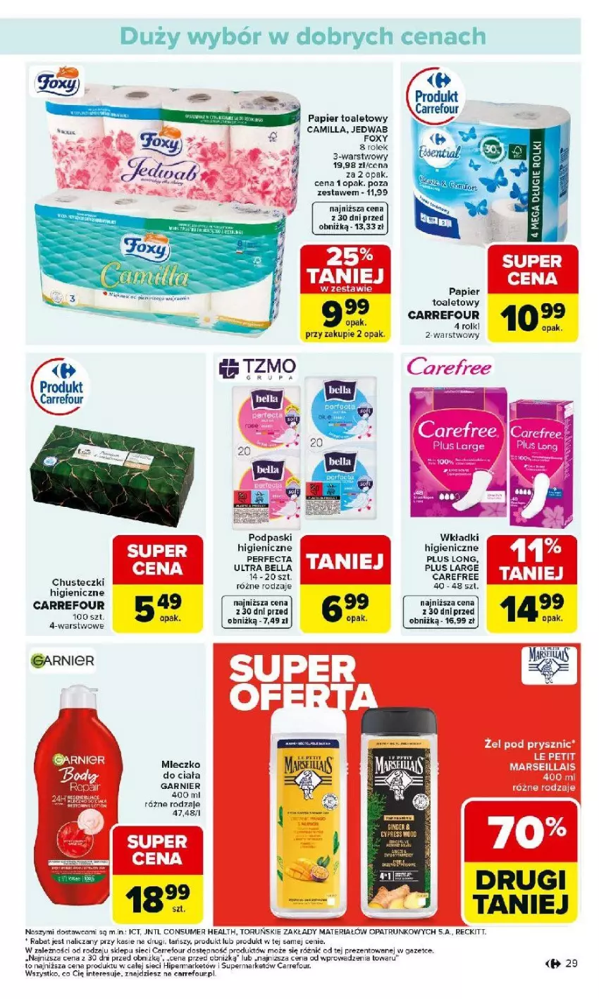 Gazetka promocyjna Carrefour - Gazetka Carrefour, Market od poniedziałku! - ważna 23.02 do 28.02.2026 - strona 31 - produkty: Chusteczki, Fa, Garnier, Miecz, Papier, Papier toaletowy, Perfecta, Podpaski, Rolki, Wkładki