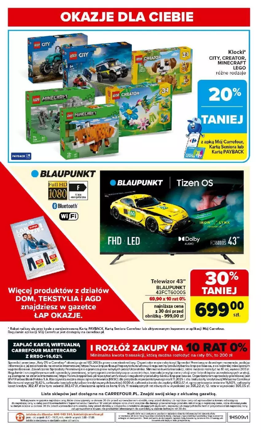 Gazetka promocyjna Carrefour - Gazetka Carrefour, Market od poniedziałku! - ważna 23.02 do 28.02.2026 - strona 38 - produkty: Brie, Fa, Gra, Kask, Klocki, Kosz, LEGO, Mars, Minecraft, Por, Sok, Telewizor, Top, Tran