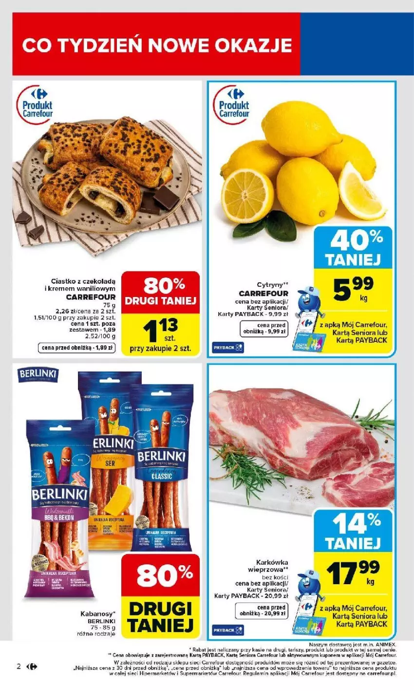 Gazetka promocyjna Carrefour - Gazetka Carrefour, Market od poniedziałku! - ważna 23.02 do 28.02.2026 - strona 4 - produkty: Berlinki, Cytryny, HP, Karkówka wieprzowa