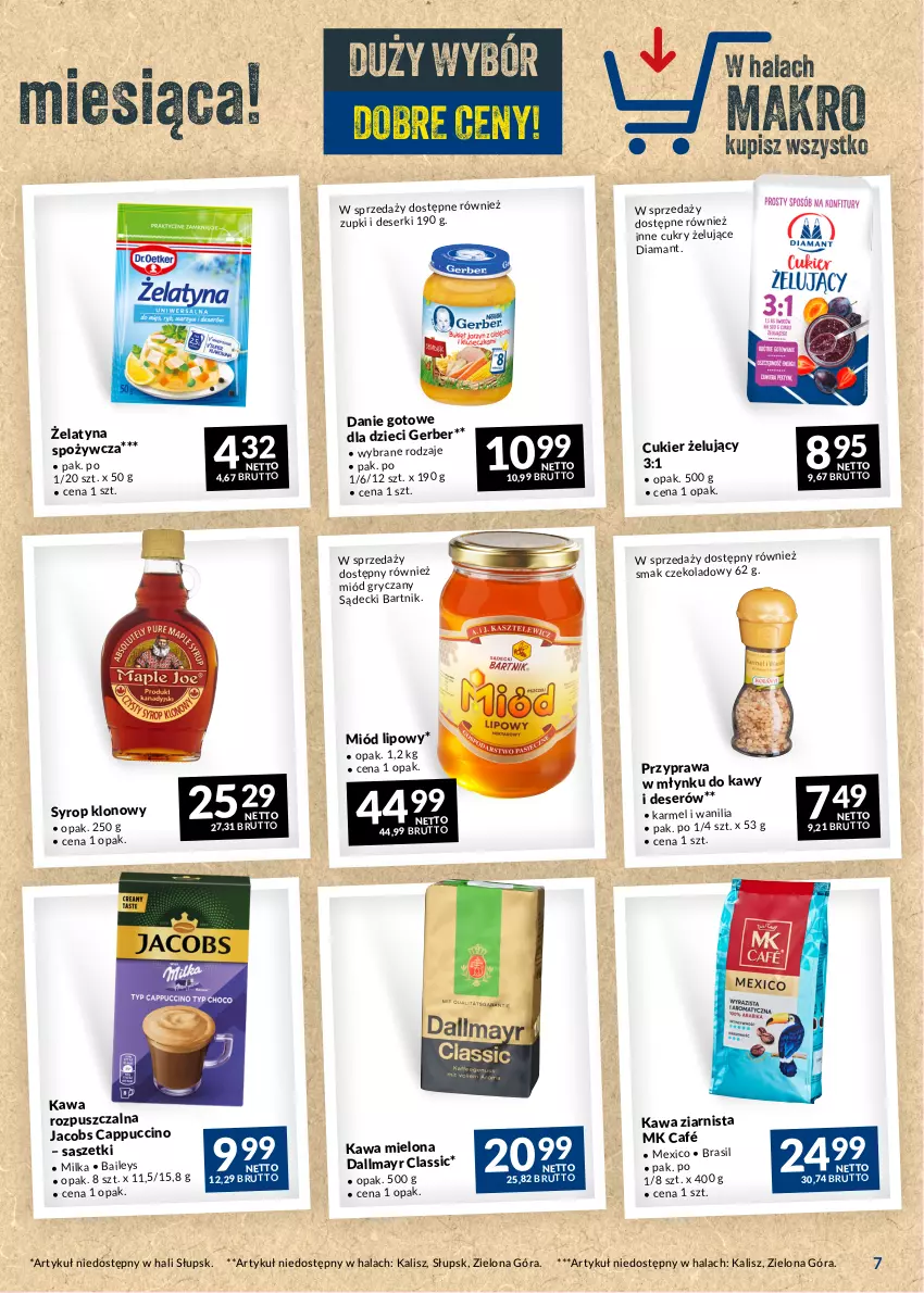 Gazetka promocyjna Makro - Najlepsze oferty - ważna 25.07 do 21.08.2023 - strona 7 - produkty: Cappuccino, Cukier, Dallmayr, Danie gotowe, Deser, Diamant, Dzieci, Gerber, Gry, Jacobs, Kawa, Kawa mielona, Kawa rozpuszczalna, Kawa ziarnista, Milka, Miód, Ser, Syrop