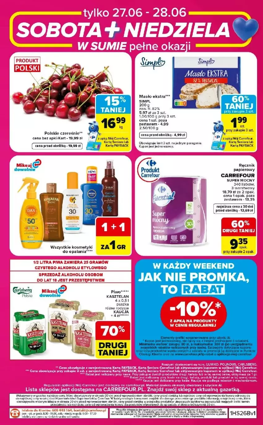 Gazetka promocyjna Carrefour - Gazetka Niedziela handowa w SUMIE pełna okazji - ważna 27.06 do 28.06.2026 - strona 2 - produkty: Fa, Gra, Kasztelan, Masło, Papier, Piwa, Ręcznik, Ser