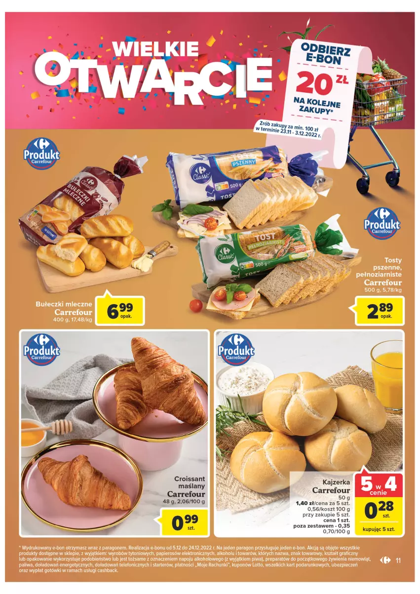 Gazetka promocyjna Carrefour - Gazwtka Wielkie otwarcie w Krakowie - ważna 23.11 do 05.12.2022 - strona 13 - produkty: Croissant, Kajzerka, Kosz