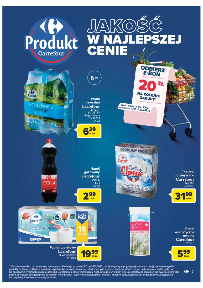 Gazetka promocyjna Carrefour - Gazwtka Wielkie otwarcie w Krakowie - ważna 23.11 do 05.12.2022 - strona 9 - produkty: Gra, Napój, Napój gazowany, Papier, Piec, Piwa, Rama, Tablet, Tabletki do zmywarki, Telefon, Woda, Woda mineralna, Zmywarki