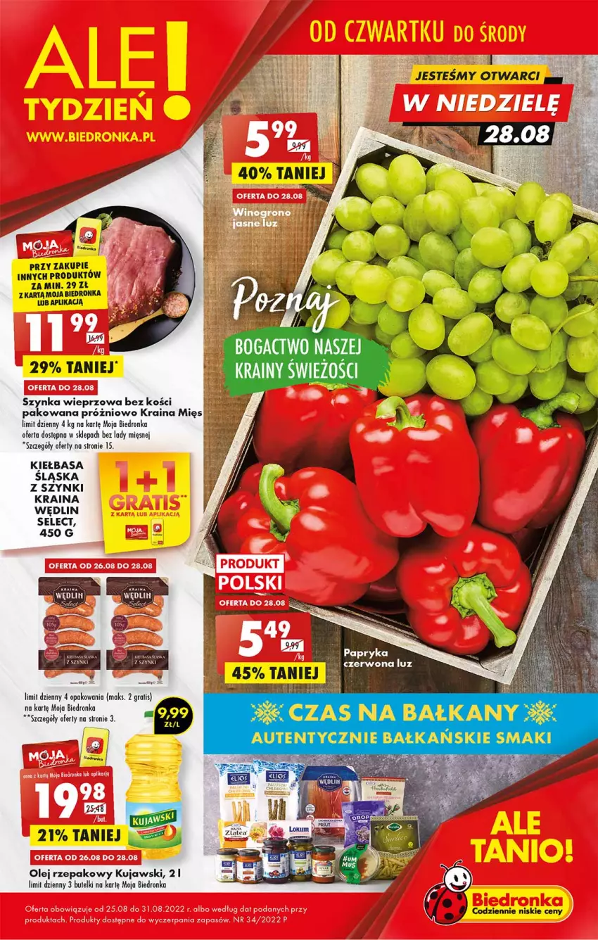 Gazetka promocyjna Biedronka - W tym tygodniu - ważna 25.08 do 31.08.2022 - strona 1 - produkty: Gra, Kiełbasa, Kujawski, O nas, Olej, Olej rzepakowy