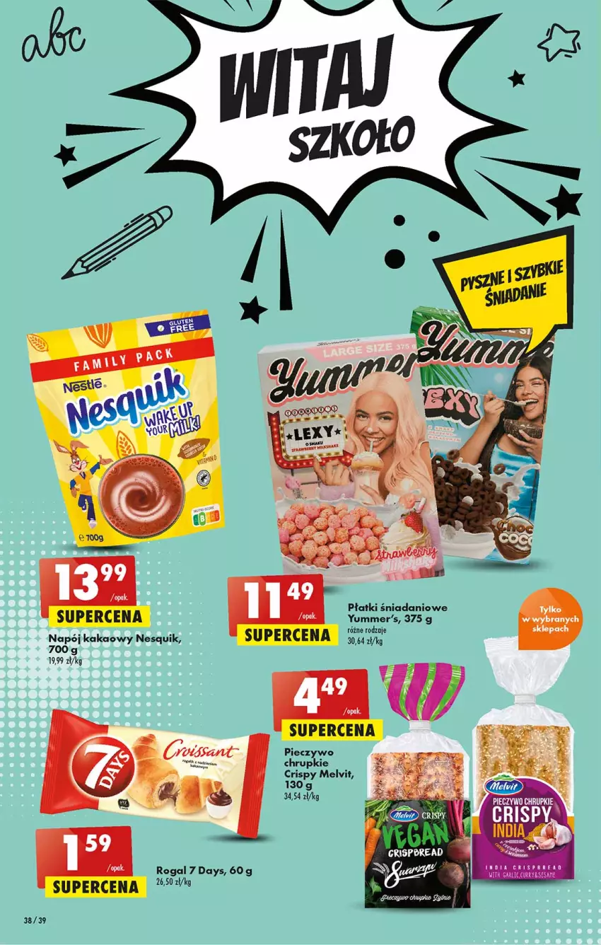 Gazetka promocyjna Biedronka - W tym tygodniu - ważna 25.08 do 31.08.2022 - strona 38 - produkty: 7 Days, Chrupki, Danio, Kakao, Melvit, Napój, Nesquik, Piec, Pieczywo, Rogal