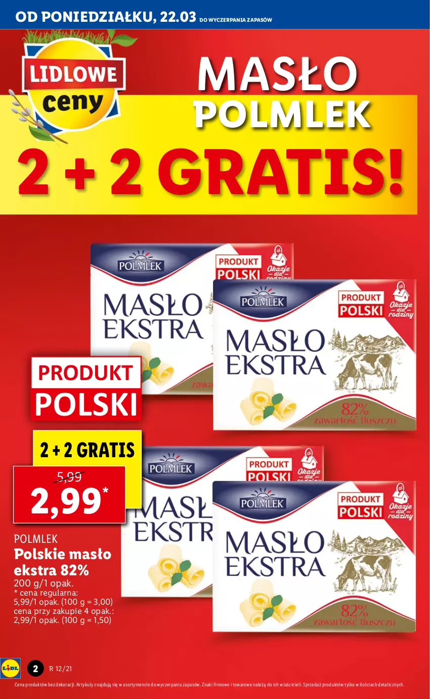 Gazetka promocyjna Lidl - Wielkanoc - ważna 22.03 do 24.03.2021 - strona 2 - produkty: Gra, Masło, POLMLEK