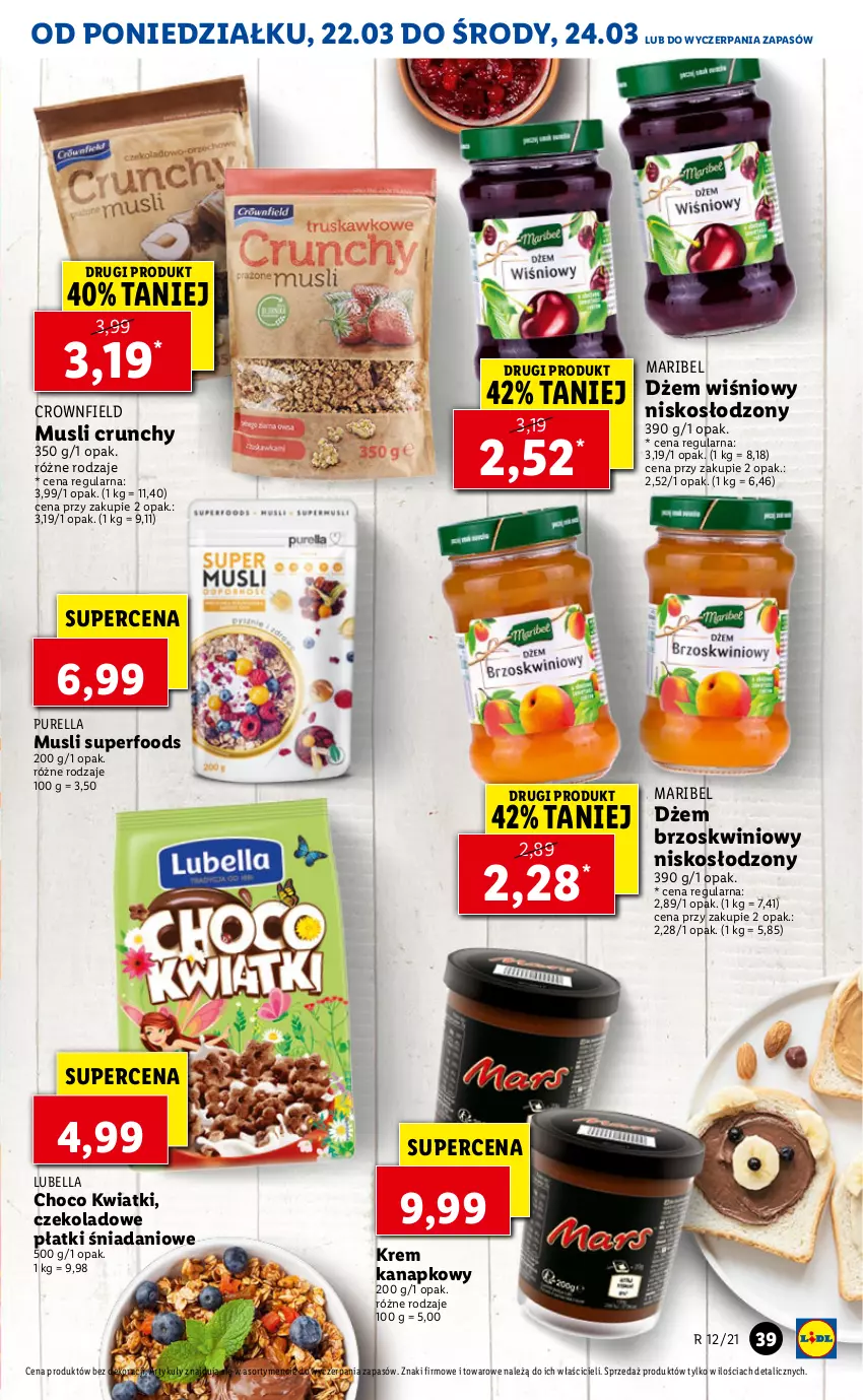 Gazetka promocyjna Lidl - Wielkanoc - ważna 22.03 do 24.03.2021 - strona 39 - produkty: Bell, Bella, Danio, Dżem, Lubella, Mus, Pur