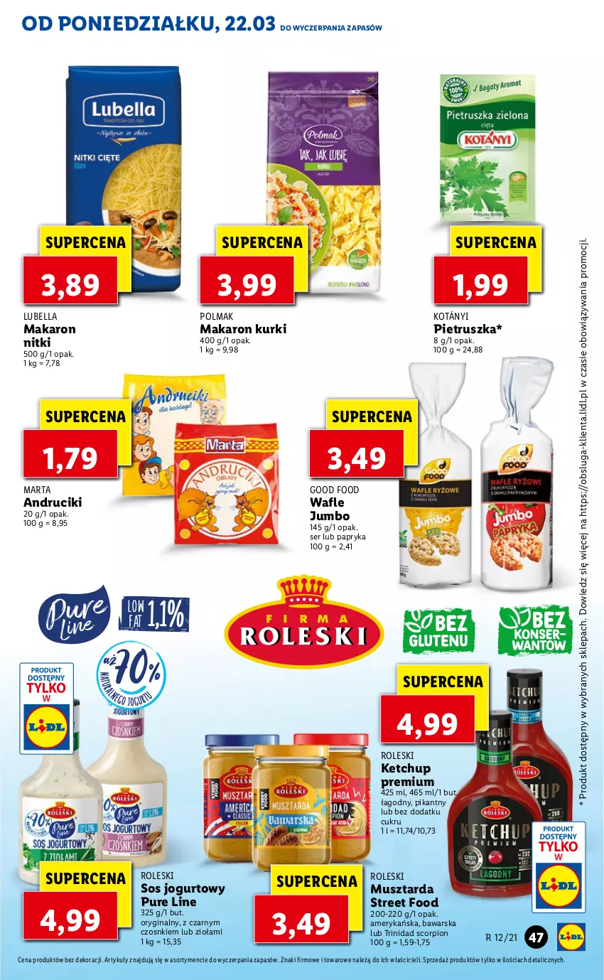 Gazetka promocyjna Lidl - Wielkanoc - ważna 22.03 do 24.03.2021 - strona 47 - produkty: Bell, Bella, Gin, Jogurt, Ketchup, Kotányi, Lubella, Makaron, Mus, Musztarda, Olma, Papryka, Pietruszka, Pur, Ser, Sos