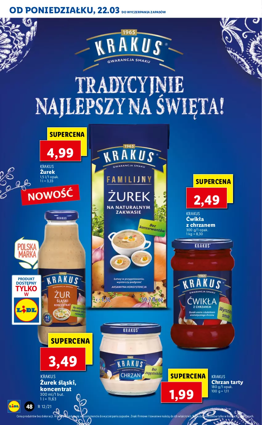 Gazetka promocyjna Lidl - Wielkanoc - ważna 22.03 do 24.03.2021 - strona 48 - produkty: Chrzan, Krakus