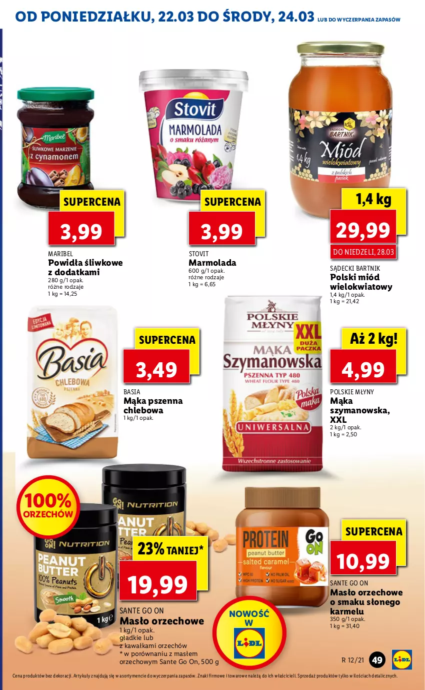 Gazetka promocyjna Lidl - Wielkanoc - ważna 22.03 do 24.03.2021 - strona 49 - produkty: Basia, Chleb, Kawa, Mąka, Mąka pszenna, Marmolada, Masło, Masło orzechowe, Miód, Mola, Polskie Młyny, Por, Sante