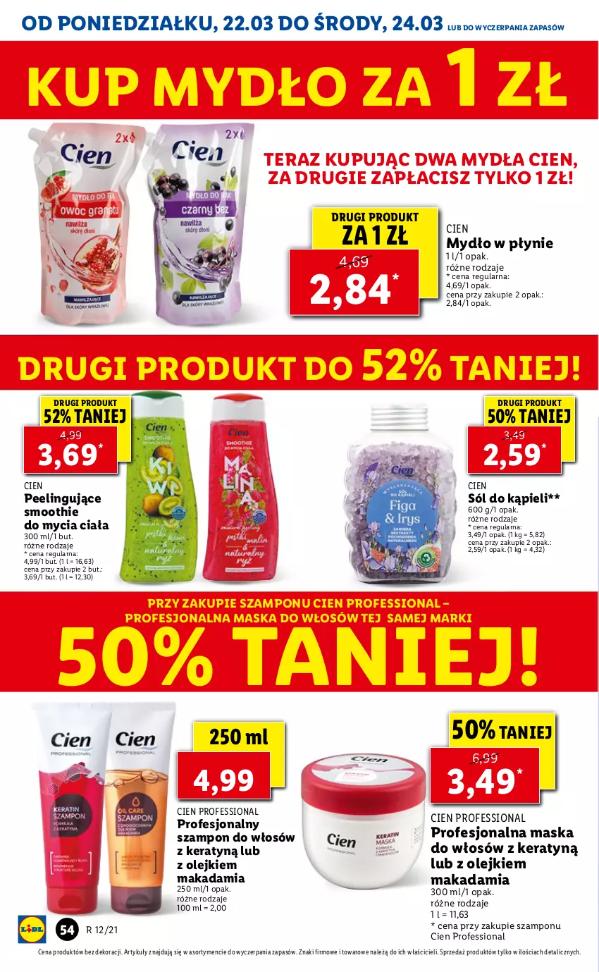 Gazetka promocyjna Lidl - Wielkanoc - ważna 22.03 do 24.03.2021 - strona 54 - produkty: Maska, Maska do włosów, Mydło, Mydło w płynie, Olej, Peeling, Smoothie, Sól, Sól do kąpieli, Szampon, Tera