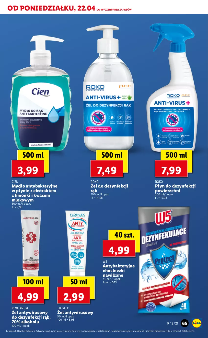 Gazetka promocyjna Lidl - Wielkanoc - ważna 22.03 do 24.03.2021 - strona 65 - produkty: Chusteczki, Mleko, Mydło, Płyn do dezynfekcji powierzchni