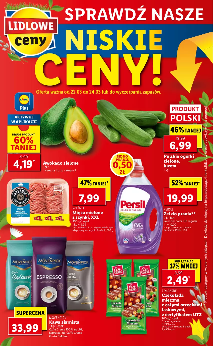 Gazetka promocyjna Lidl - Wielkanoc - ważna 22.03 do 24.03.2021 - strona 66 - produkty: Czekolada, Czekolada mleczna, Kawa, Kawa ziarnista, Mięso, Mięso mielone, Persil, Por