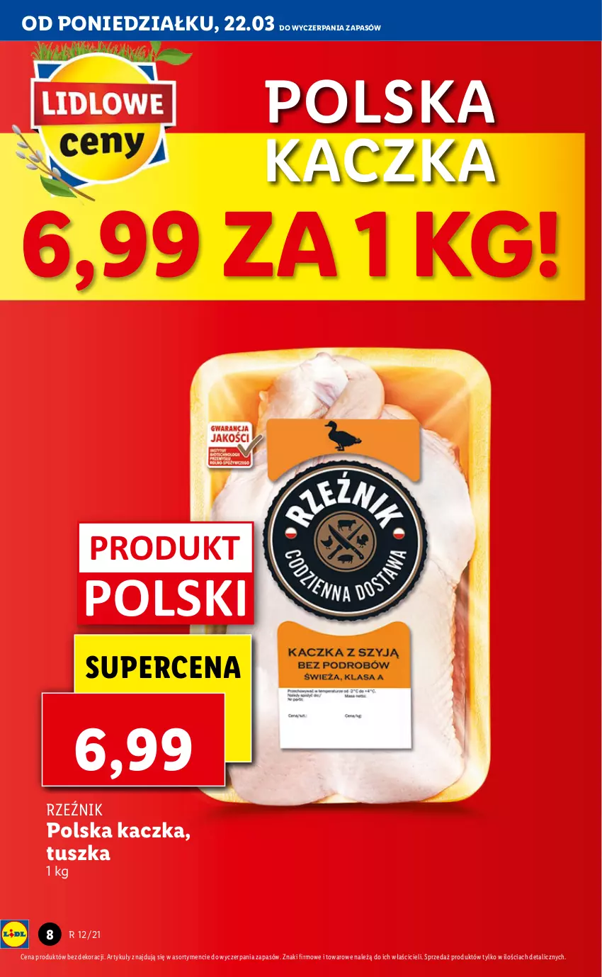 Gazetka promocyjna Lidl - Wielkanoc - ważna 22.03 do 24.03.2021 - strona 8 - produkty: Kaczka, Tusz