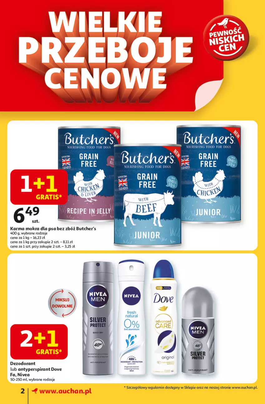 Gazetka promocyjna Auchan - ROZKRĘCAMY LATO Supermarket - ważna 26.06 do 02.07.2025 - strona 2 - produkty: Antyperspirant, Butcher's, Dezodorant, Dove, Fa, Gra, Nivea