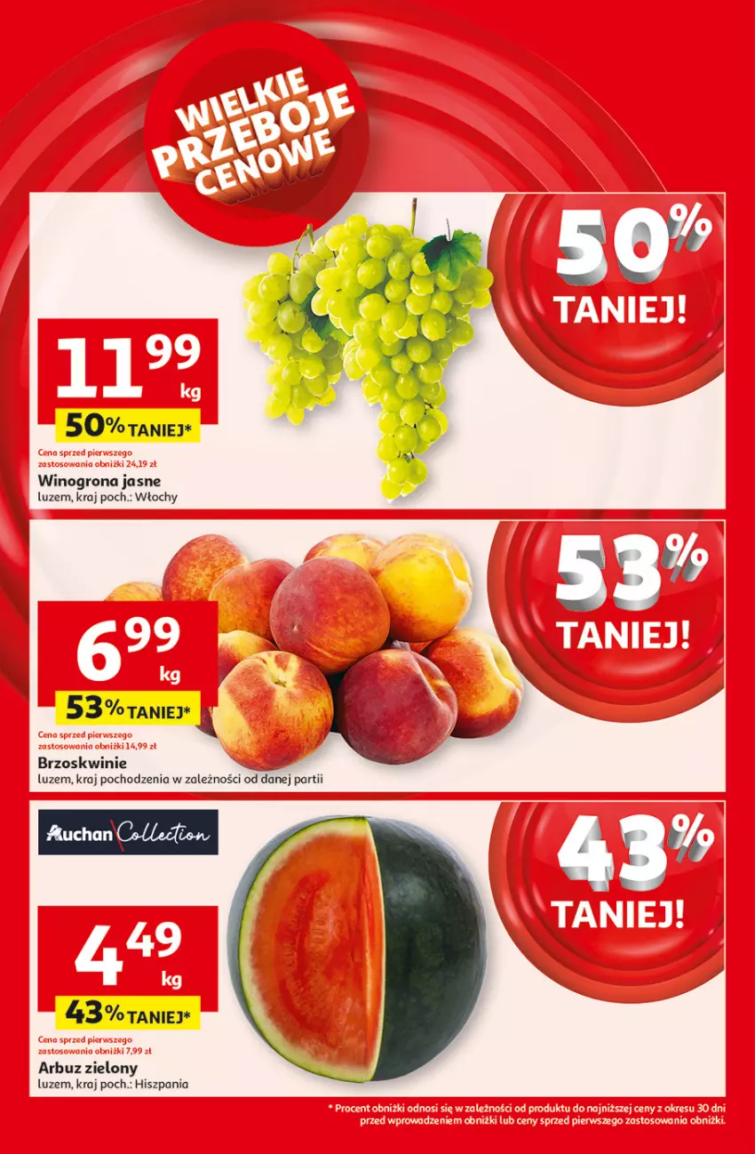 Gazetka promocyjna Auchan - ROZKRĘCAMY LATO Supermarket - ważna 26.06 do 02.07.2025 - strona 4 - produkty: Arbuz, Brzoskwinie, Wino, Winogrona