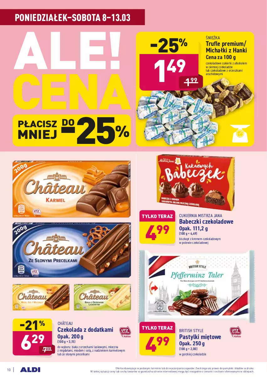 Gazetka promocyjna Aldi - ALE! CENA w ALDI - ważna 08.03 do 20.03.2021 - strona 10 - produkty: Alkohole, Babeczki, Brit, Cukier, Cukierki, Czekolada, Michałki, Pastylki, Tera