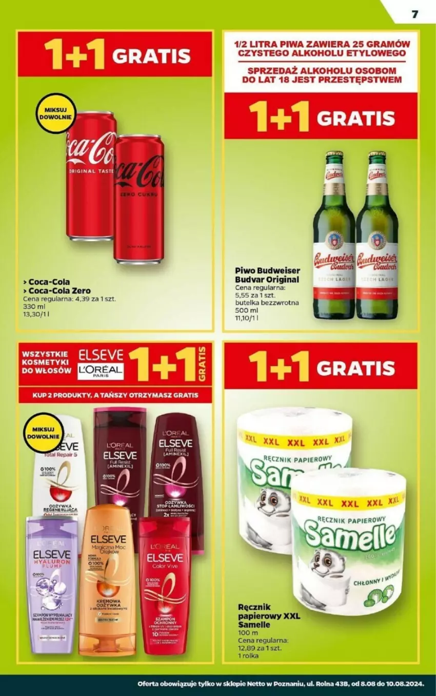 Gazetka promocyjna Netto - ważna 08.08 do 10.08.2024 - strona 7 - produkty: Coca-Cola, Elseve, Fa, Gin, Gra, Papier, Piwa, Piwo, Ręcznik, Ser, Top