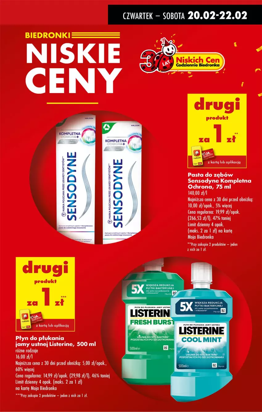 Gazetka promocyjna Biedronka - Od Czwartku - ważna 20.02 do 26.02.2025 - strona 22 - produkty: Listerine, Pasta do zębów, Płyn do płukania, Sensodyne