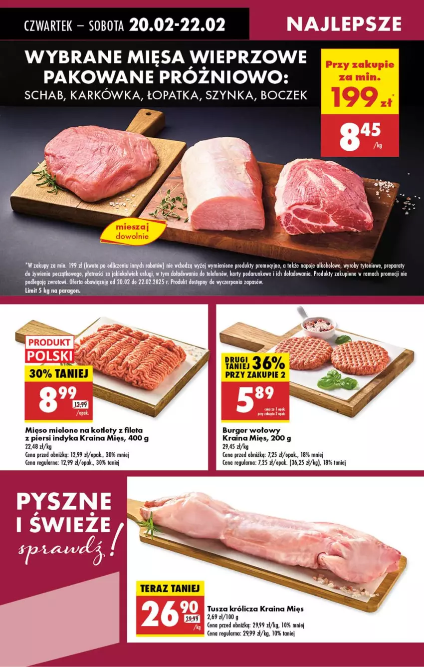 Gazetka promocyjna Biedronka - Od Czwartku - ważna 20.02 do 26.02.2025 - strona 33 - produkty: Boczek, Burger, Kotlet, Mięso, Mięso mielone, Szynka, Tera, Tusz