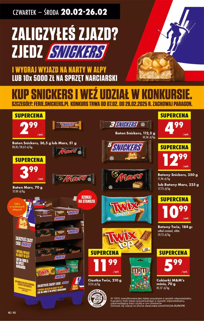 Gazetka promocyjna Biedronka - Od Czwartku - ważna 20.02 do 26.02.2025 - strona 57 - produkty: Baton, Ciastka, Cukier, Cukierki, Gra, Kakao, Mars, Narty, Snickers, Twix