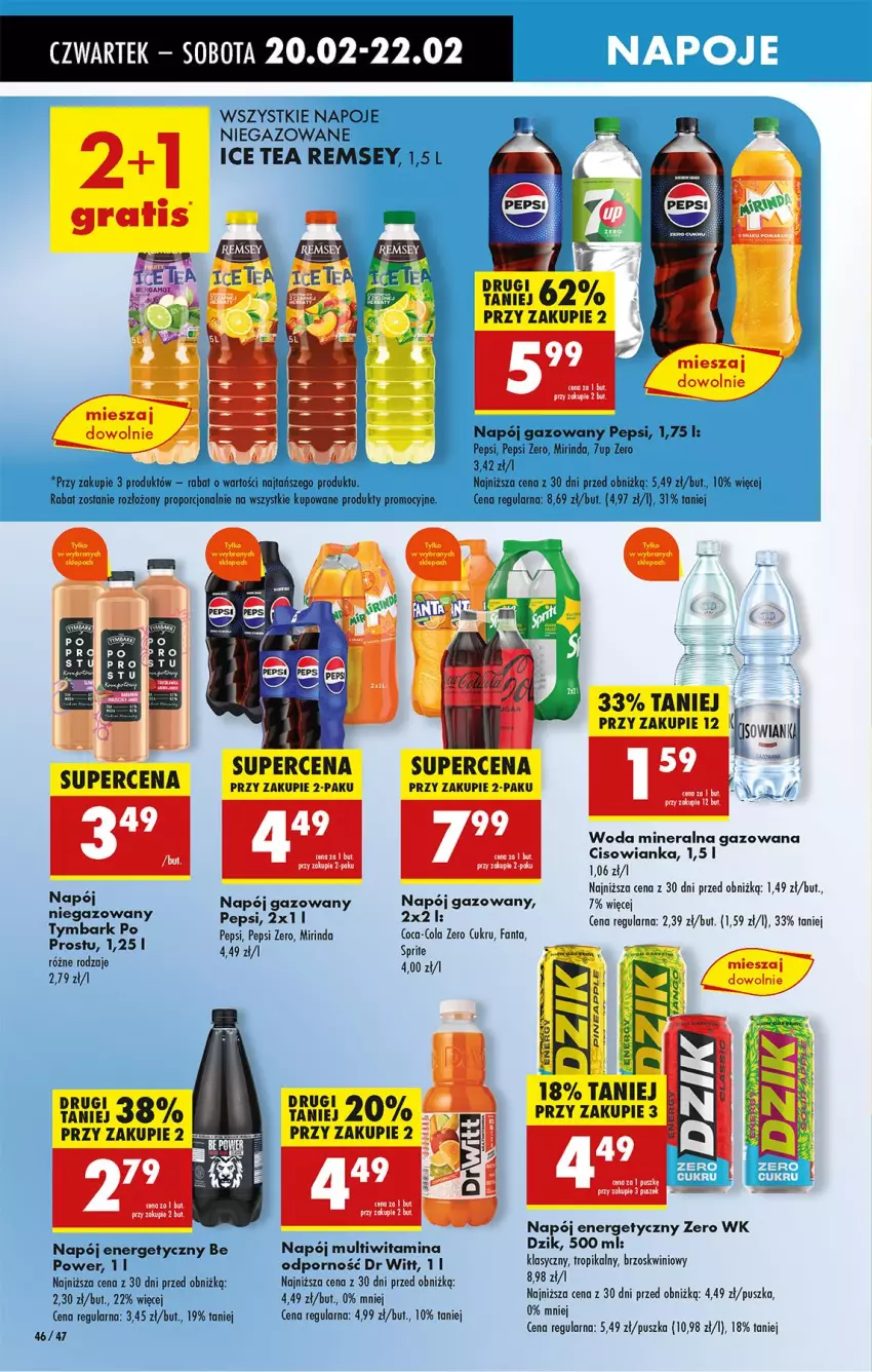 Gazetka promocyjna Biedronka - Od Czwartku - ważna 20.02 do 26.02.2025 - strona 63 - produkty: 7up, Cisowianka, Coca-Cola, Fa, Fanta, Ice tea, Leon, Mirinda, Napój, Napój energetyczny, Napój gazowany, Napoje, Pepsi, Por, Sprite, Tera, Woda, Woda mineralna