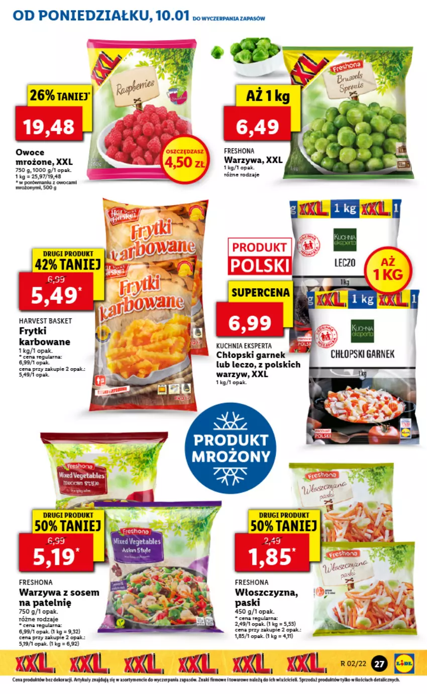 Gazetka promocyjna Lidl - GAZETKA - ważna 10.01 do 12.01.2022 - strona 27 - produkty: Fa, Frytki, Garnek, Kuchnia, Owoce, Por, Sos, Warzywa